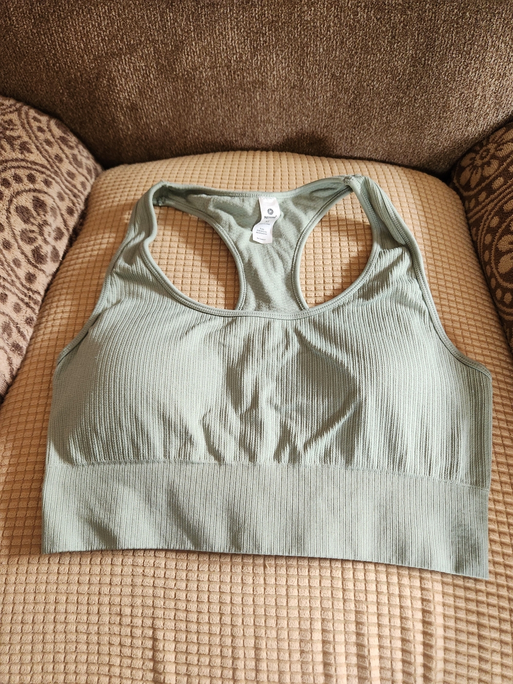 90 Degree By Reflex Ribbed Racerback Bralette - Sage SIZE XL